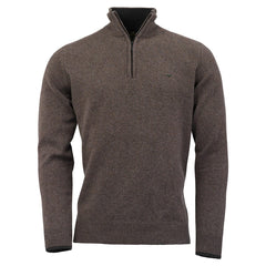 Brompton Zip Neck Lammeuld Sweater   Bisquit