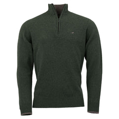 Brompton Zip Neck Lammeuld Sweater   Loden
