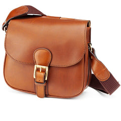 Laksen Cartridge Bag In Saddle Leather Natural Mahogany